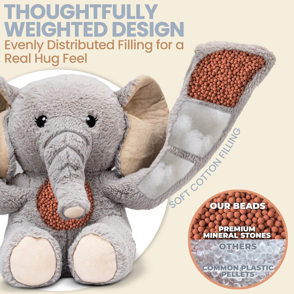 Huggle Healers Hathi Elephant Plush – 36-Inch Arm Hug, 4.5 lb Weighted Elephant Stuffed Animal