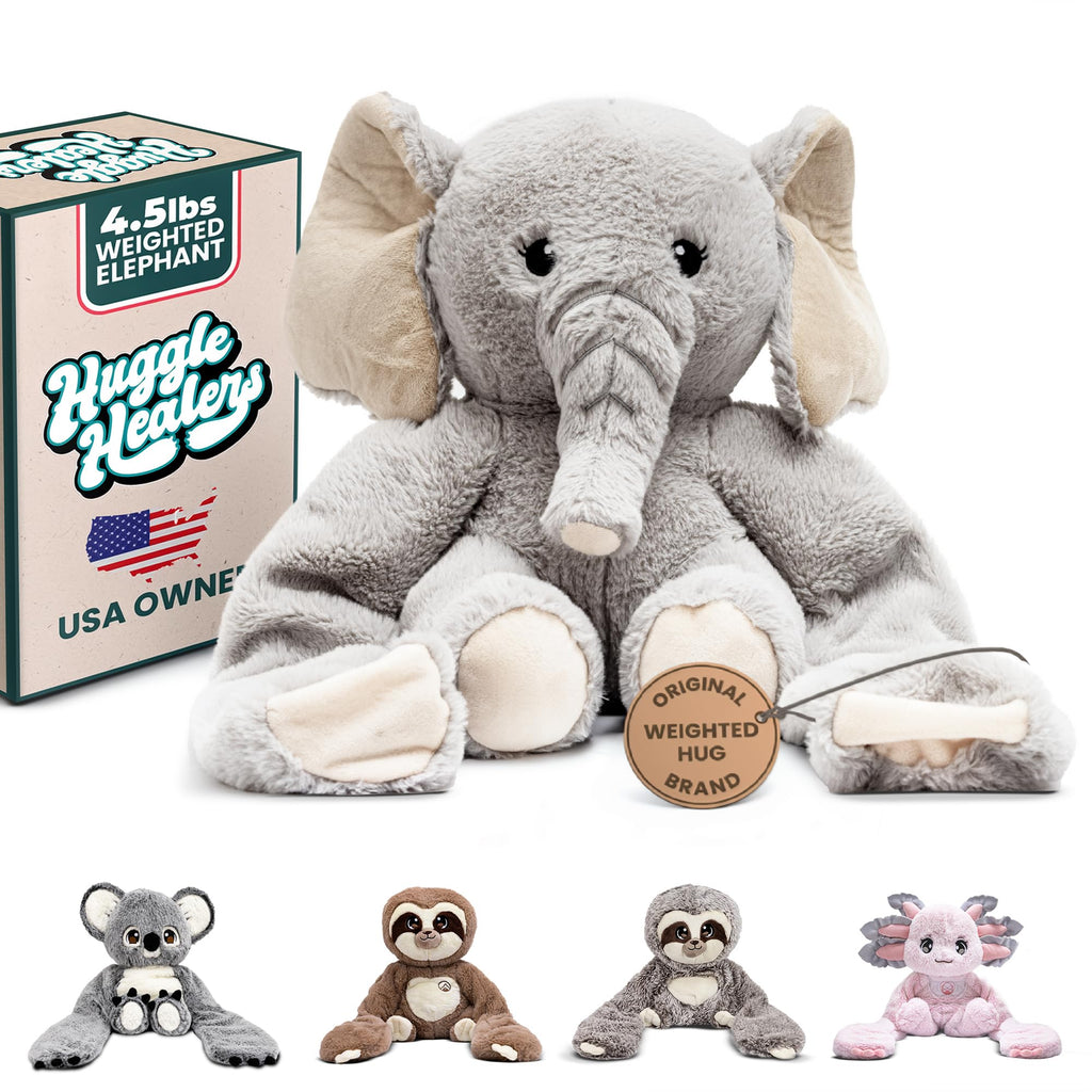 Huggle Healers Hathi Elephant Plush – 36-Inch Arm Hug, 4.5 lb Weighted Elephant Stuffed Animal