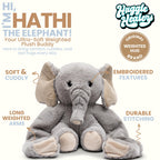 Huggle Healers Hathi Elephant Plush – 36-Inch Arm Hug, 4.5 lb Weighted Elephant Stuffed Animal