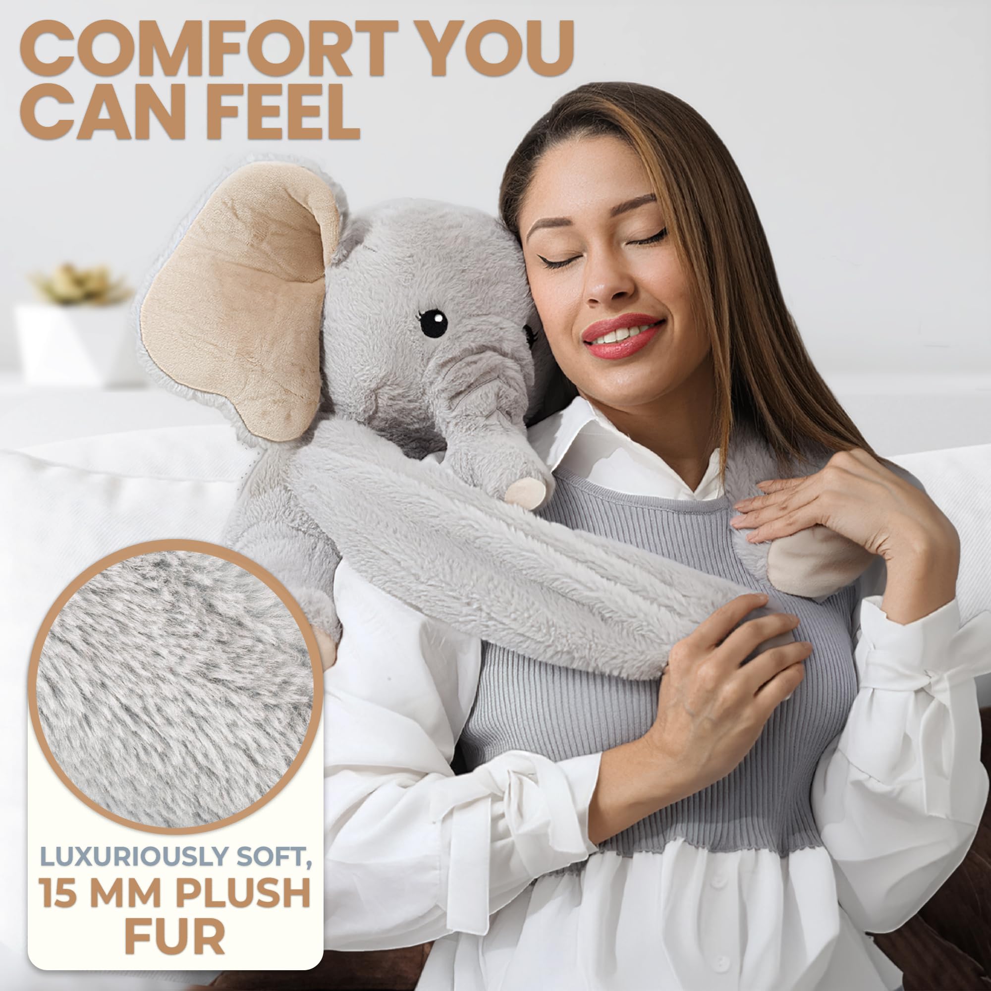 Huggle Healers Hathi Elephant Plush – 36-Inch Arm Hug, 4.5 lb Weighted Elephant Stuffed Animal