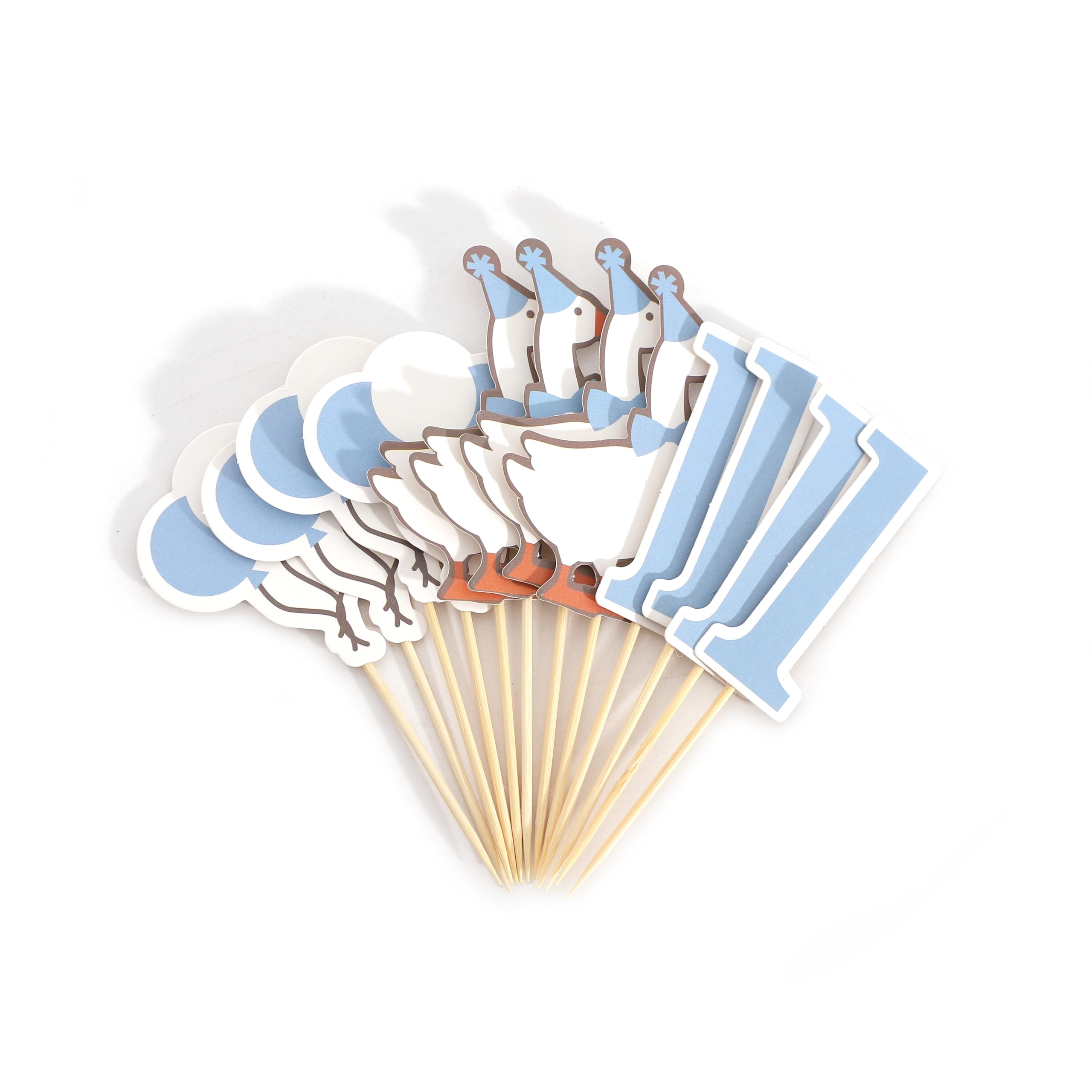 HUHJRUAR 12pcs One Silly Goose First Birthday Cupcake Toppers – Blue