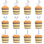 HUHJRUAR 12pcs One Silly Goose First Birthday Cupcake Toppers – Blue