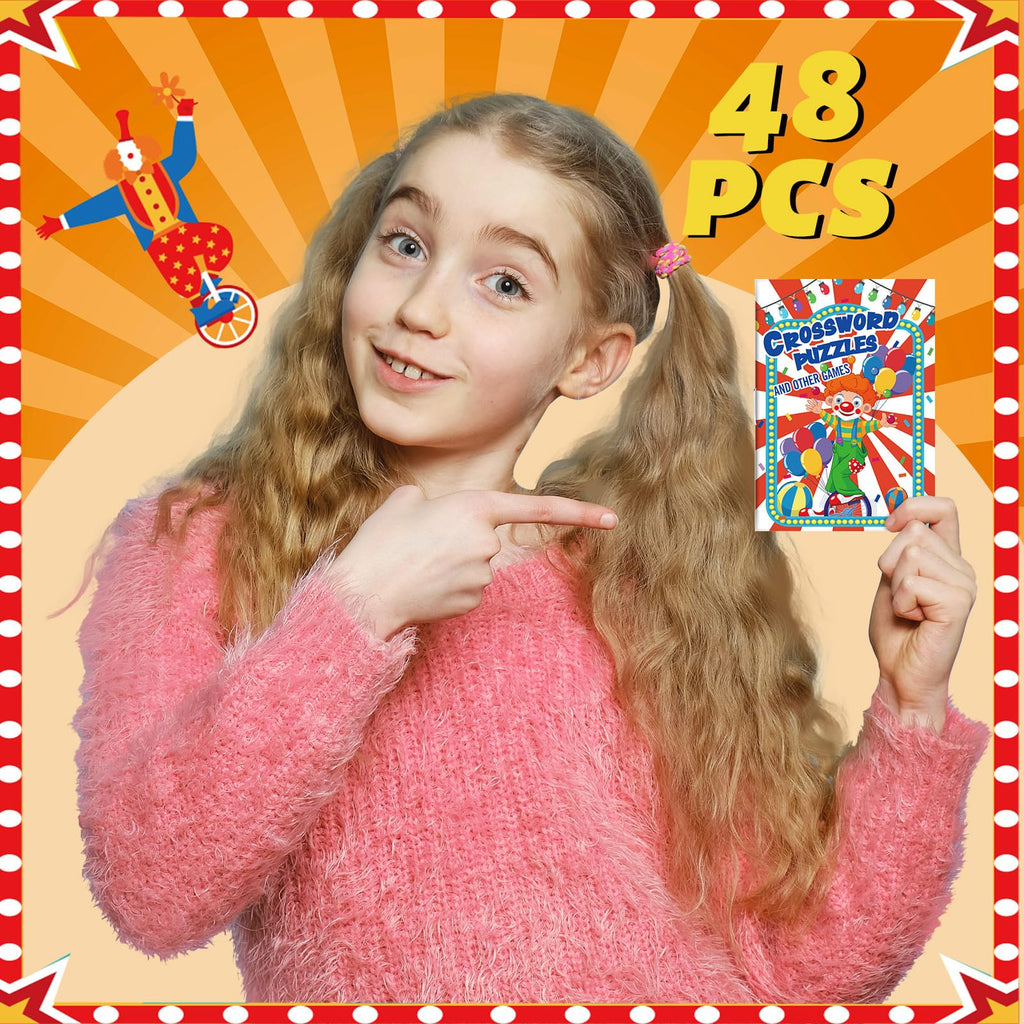 Hungdao 48 Pcs Circus Carnival Mini Activity Books | Kids Party Favors, Mazes, Word Search & More