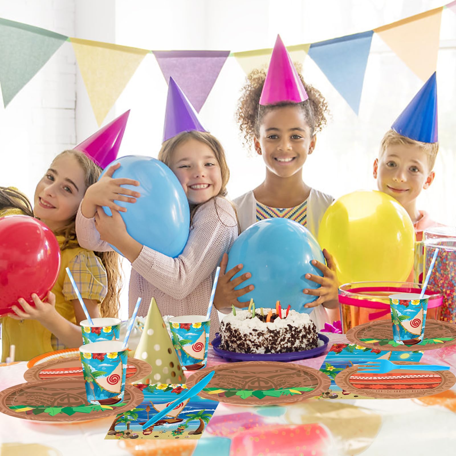 Huorege 168Pcs Ocean Party Supplies – Beach Theme Tableware for 24 Guests