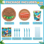 Huorege 168Pcs Ocean Party Supplies – Beach Theme Tableware for 24 Guests