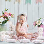 Hushee 200 Pcs Baby in Bloom Wildflower Party Supplies – Plates Cups Napkins for 50 Guests