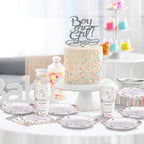 Hushee 200 Pcs Baby in Bloom Wildflower Party Supplies – Plates Cups Napkins for 50 Guests