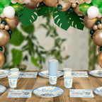 Hushee 200 Pcs Blue Elephant Baby Shower Tableware Set – Plates, Cups & Napkins
