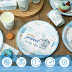 Hushee 200 Pcs Blue Elephant Baby Shower Tableware Set – Plates, Cups & Napkins