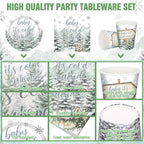 Hushee 200 Pcs Winter Baby Shower Tableware Set - Plates Cups Napkins for 50 Guests