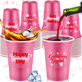 Hushee 48 Pcs 16 oz Galentine's Day Pink Plastic Cups Bulk – Reusable Disposable Party Supplies for Women