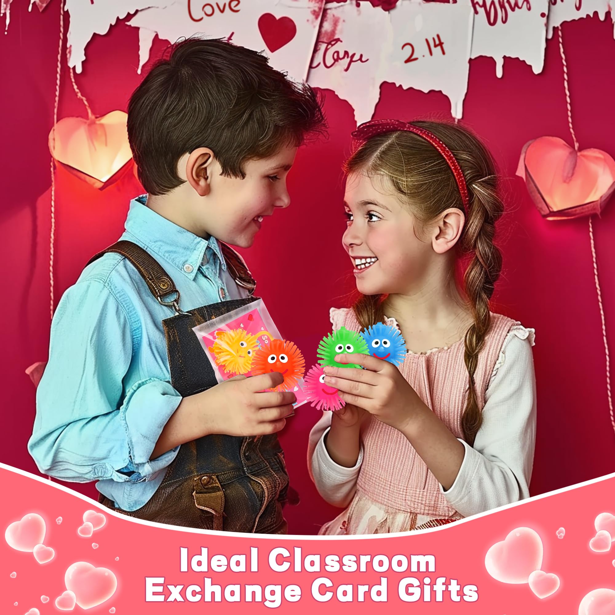 Huyamap 24-Pack LED Puffer Balls with Valentine Cards – Classroom Gifts & Party Favors