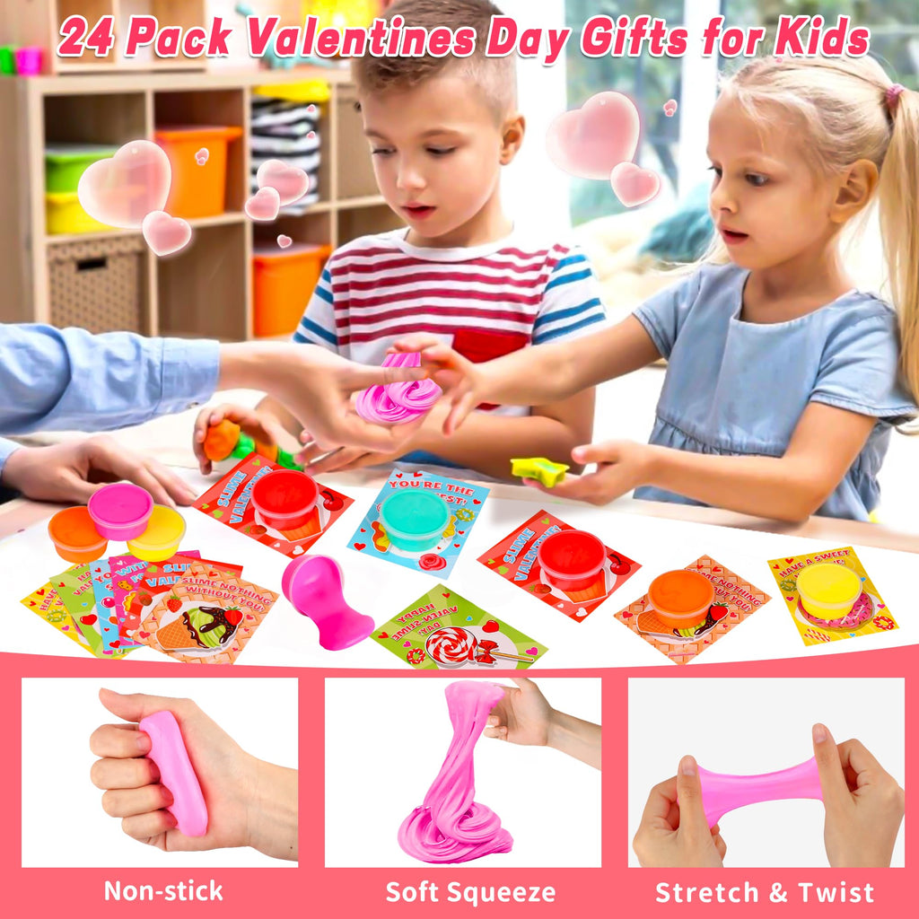 Huyamap 24-Pack Butter Slime Valentines for Kids – Classroom Gifts & Party Favors