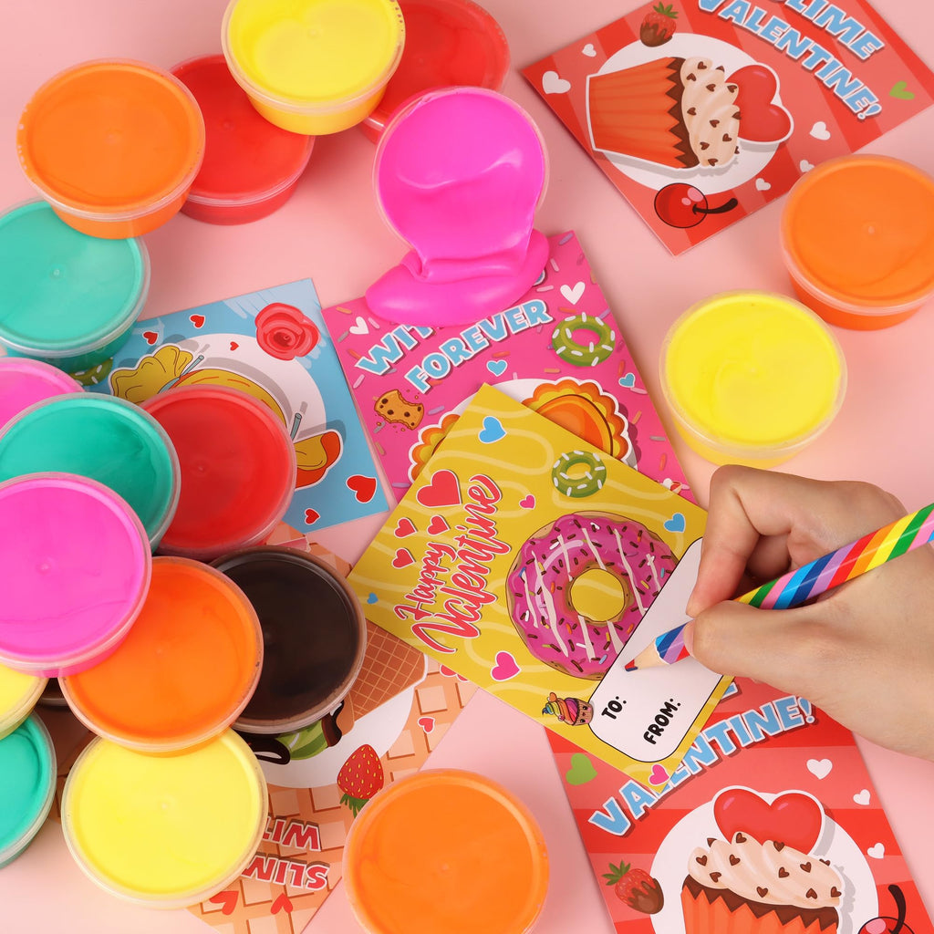 Huyamap 24-Pack Butter Slime Valentines for Kids – Classroom Gifts & Party Favors