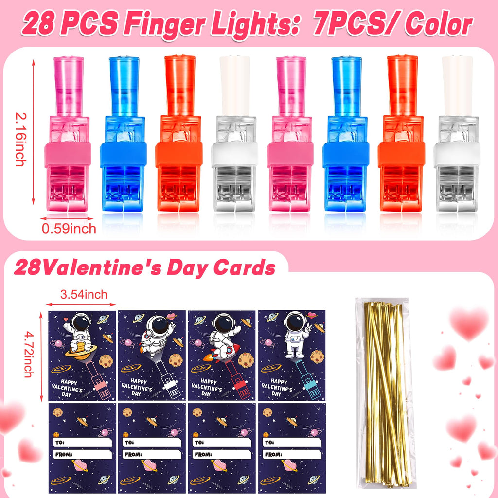 Huyamap 28-Pack Valentine’s Day Cards with LED Finger Lights – Classroom Gifts & Party Favors