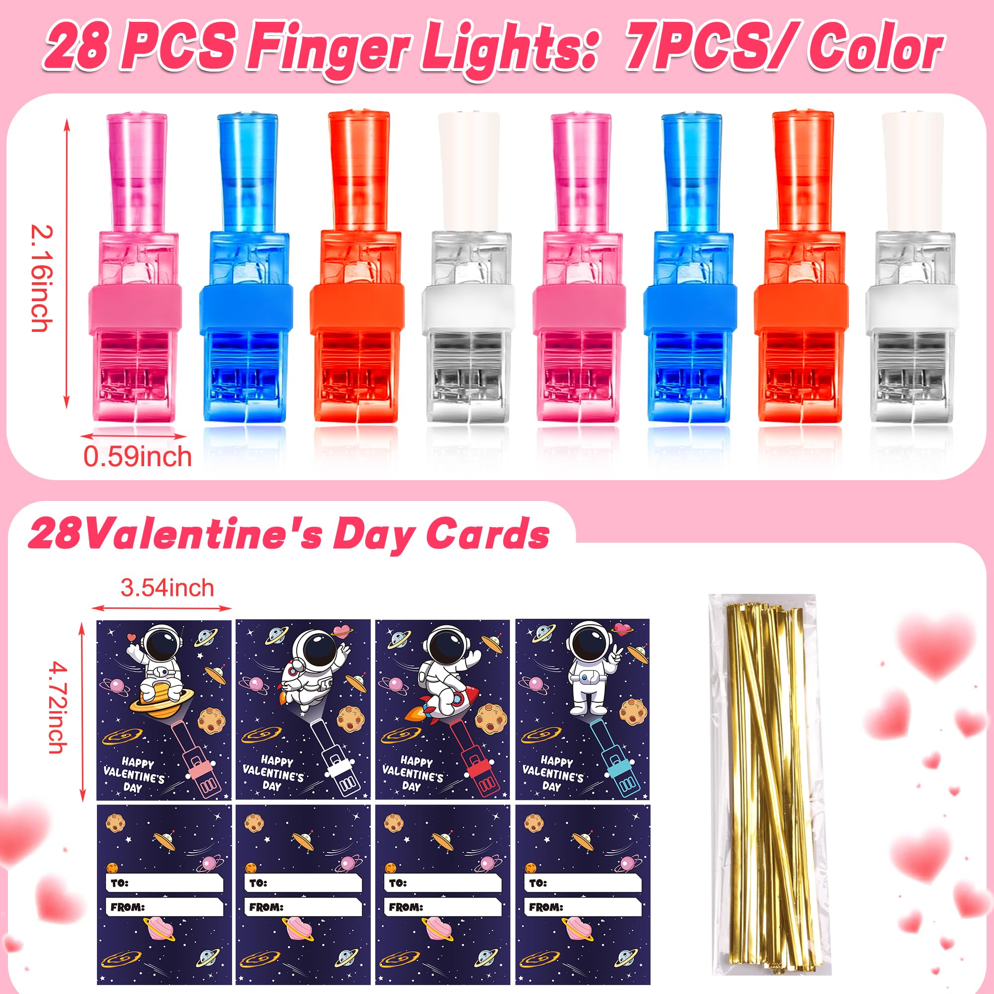 Huyamap 28-Pack Valentine’s Day Cards with LED Finger Lights – Classroom Gifts & Party Favors