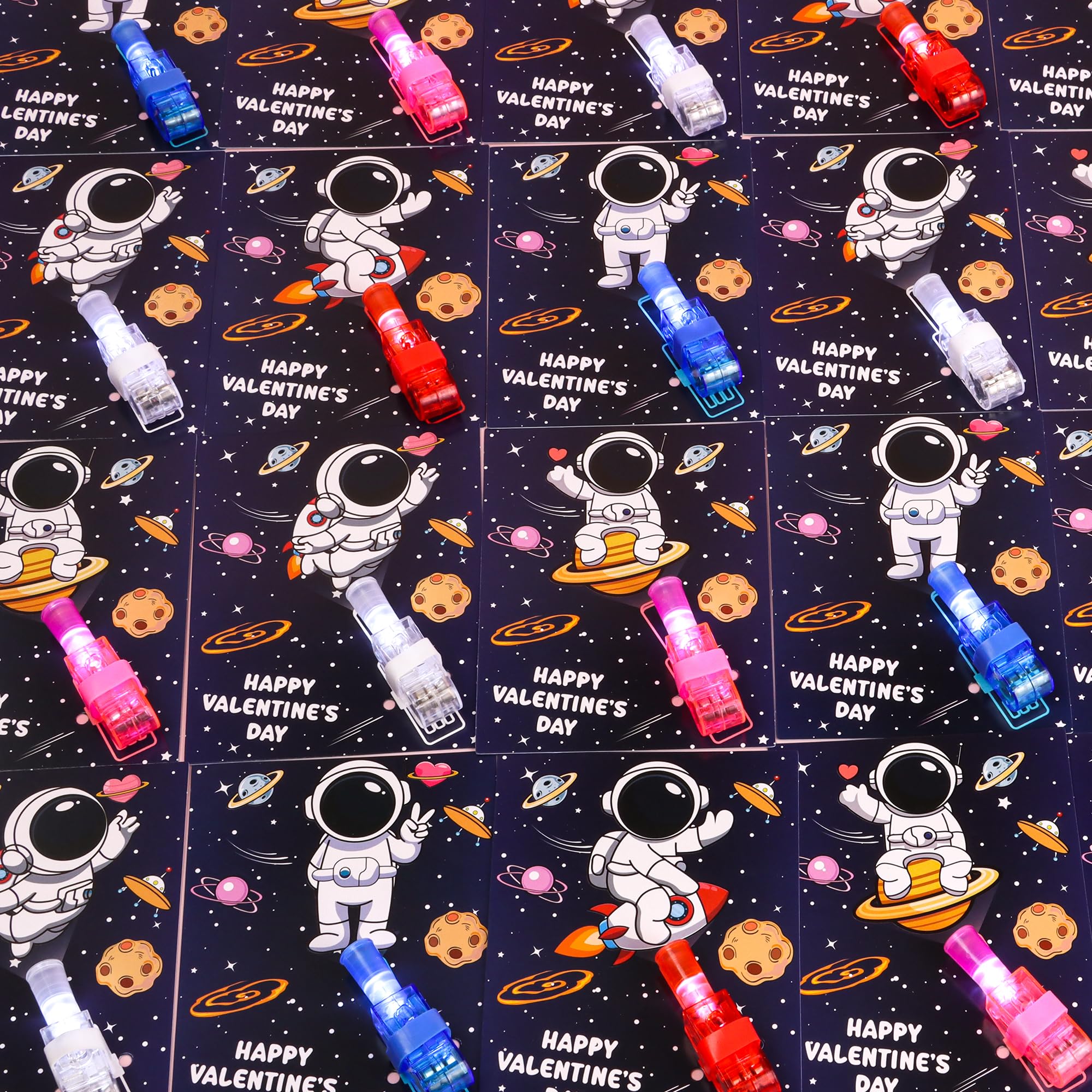 Huyamap 28-Pack Valentine’s Day Cards with LED Finger Lights – Classroom Gifts & Party Favors