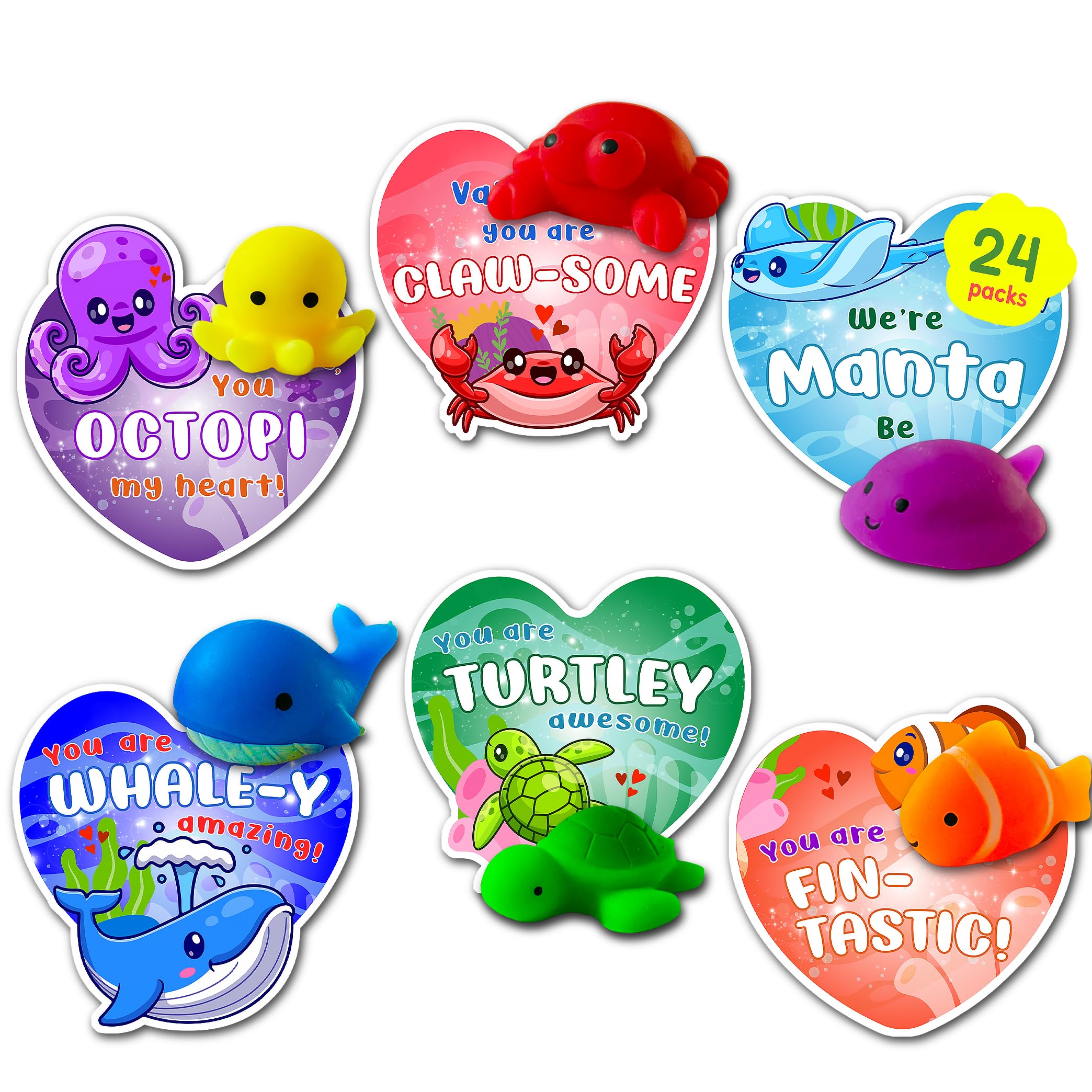 Huzmelo Ocean Sea Animals Squishies – 24 Pack Classroom Gifts & Party Favors