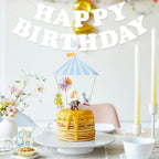 Hxezoc White Happy Birthday Banner Sign – 13-Flag Party Garland for Kids