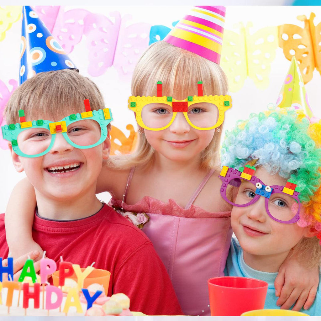Hxezoc 12 Pcs DIY Building Bricks Glasses – Creative Kids Party Games