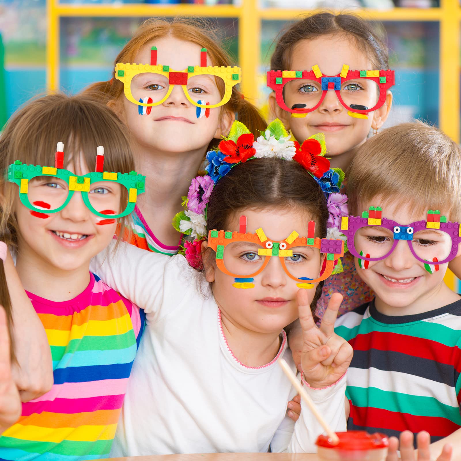 Hxezoc 12 Pcs DIY Building Bricks Glasses – Creative Kids Party Games