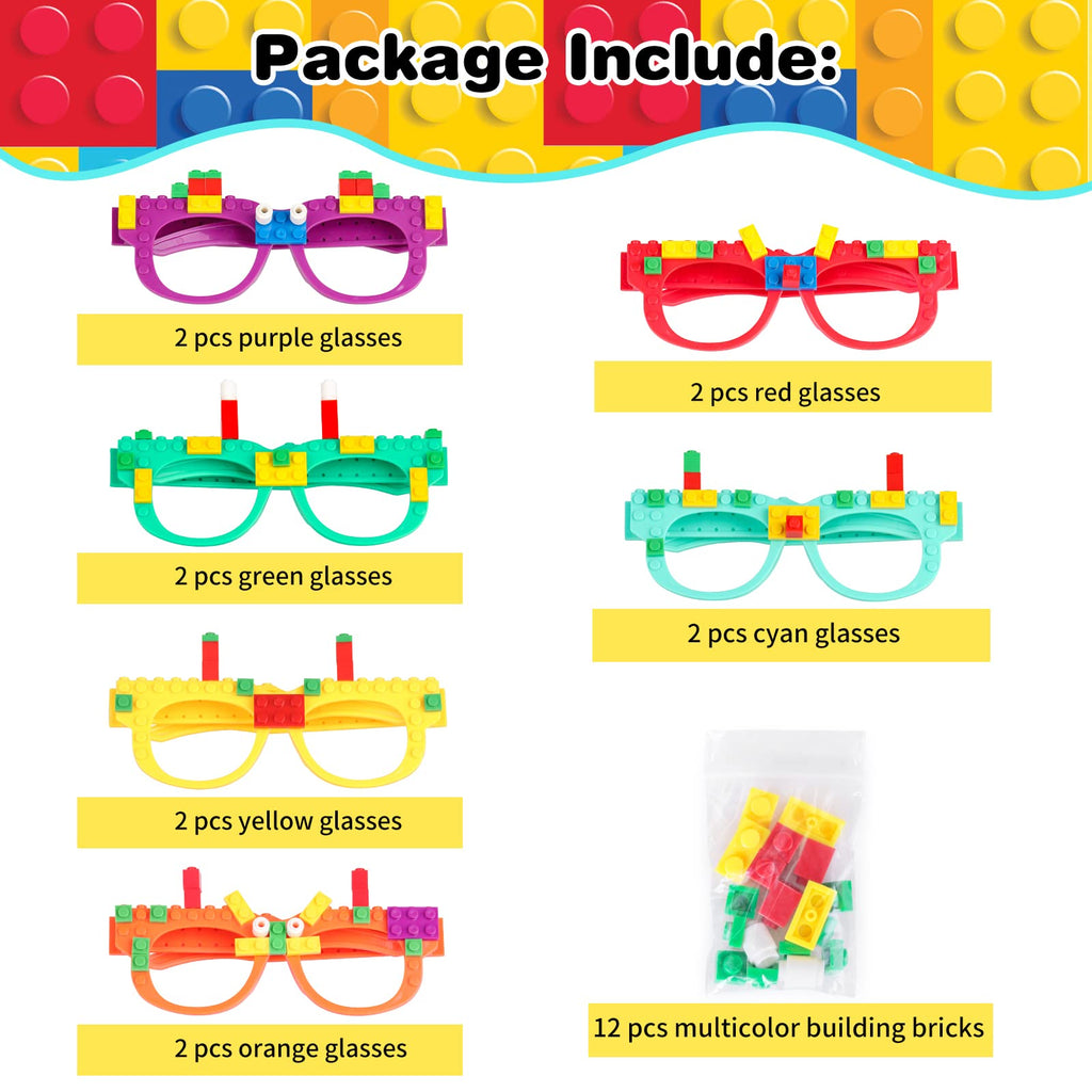 Hxezoc 12 Pcs DIY Building Bricks Glasses – Creative Kids Party Games