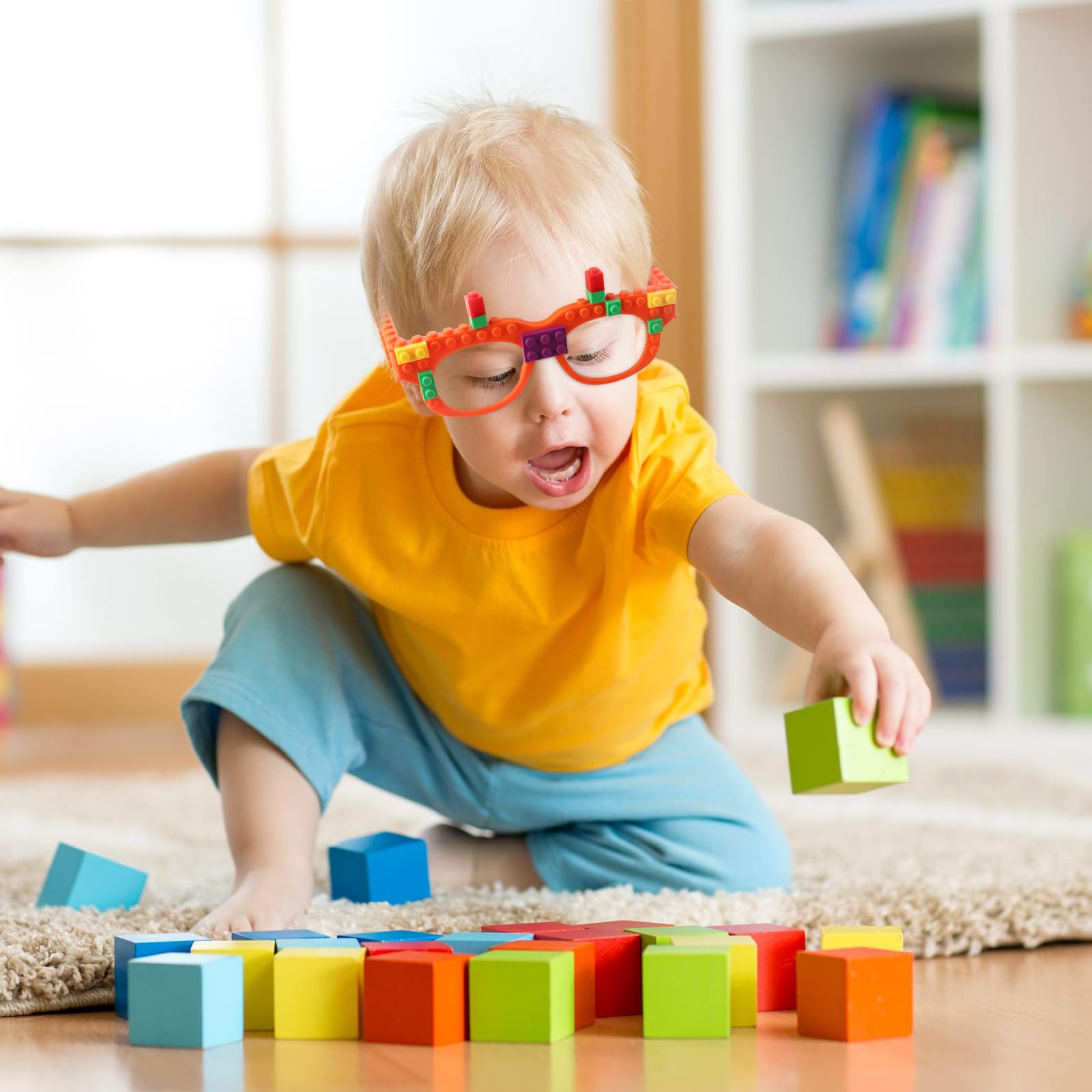 Hxezoc 12 Pcs DIY Building Bricks Glasses – Creative Kids Party Games & Favors