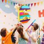 Hxezoc Rainbow Number 6 Pinata with Blindfold & Bat — 16.1 x 10.6 x 3.2 in for 6th Birthday Parties
