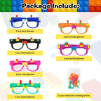 Hxezoc 12 Pcs DIY Building Bricks Glasses – Creative Kids Party Games & Favors