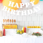 Hxezoc White Happy Birthday Banner Sign – 13-Flag Party Garland for Kids