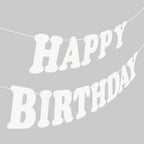 Hxezoc White Happy Birthday Banner Sign – 13-Flag Party Garland for Kids