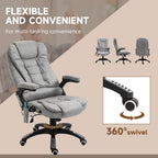 Vinsetto Massage Recliner Chair Heated Office Chair with Six Massage Points Microfiber Cloth 360\'c2\'b0 Swivel Wheels Grey