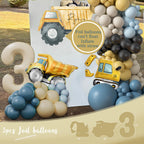 HYCSANBAO Construction 3rd Birthday Party Supplies for Boys | Backdrop, Balloon Garland, Cake Toppers