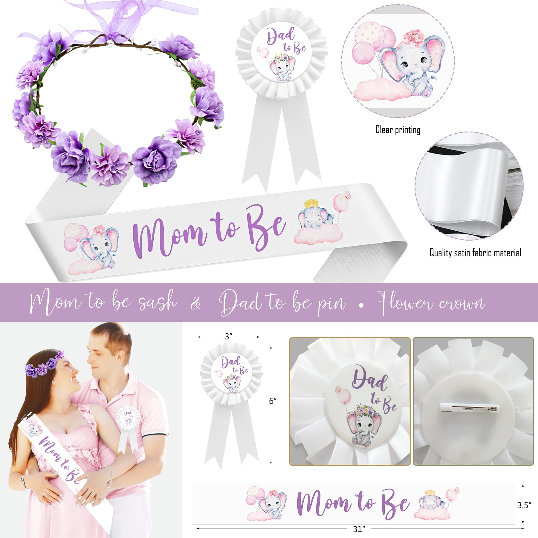 HYCSANBAO Elephant Baby Shower Decorations – It’s a Girl Theme