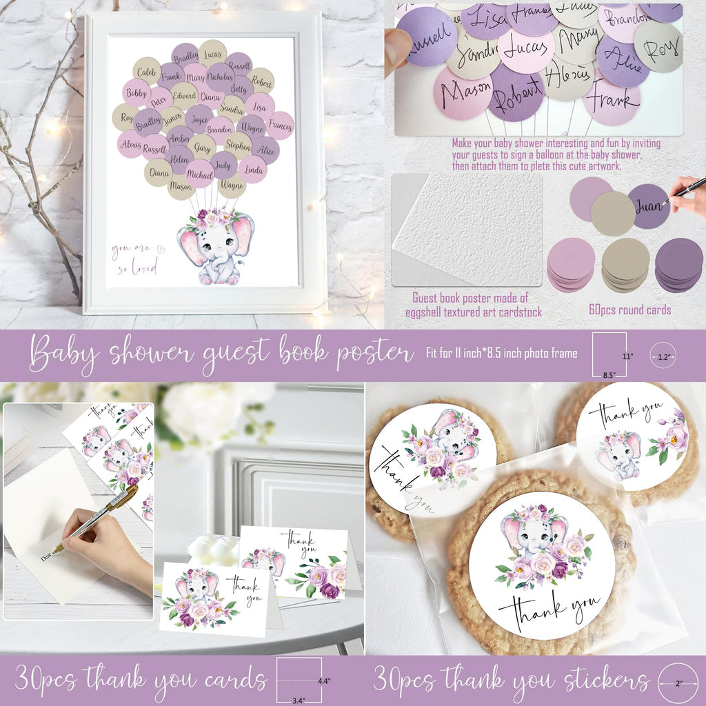 HYCSANBAO Elephant Baby Shower Decorations – It’s a Girl Theme