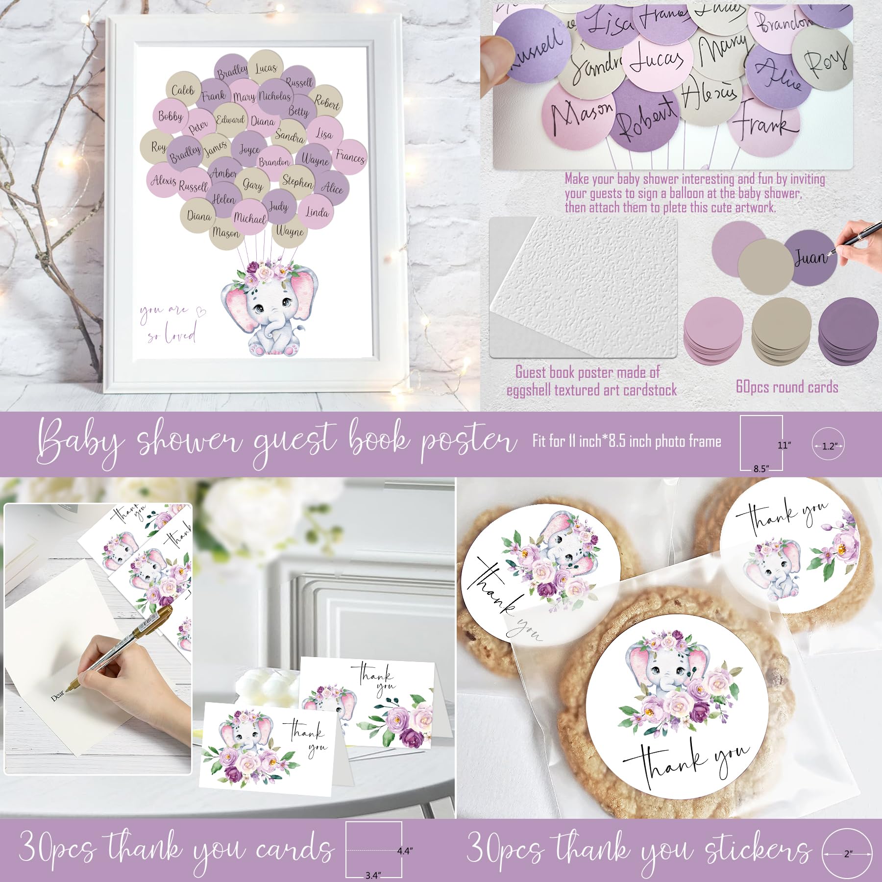 HYCSANBAO Elephant Baby Shower Decorations – It’s a Girl Theme