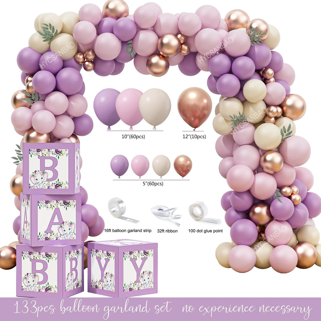 HYCSANBAO Elephant Baby Shower Decorations – It’s a Girl Theme