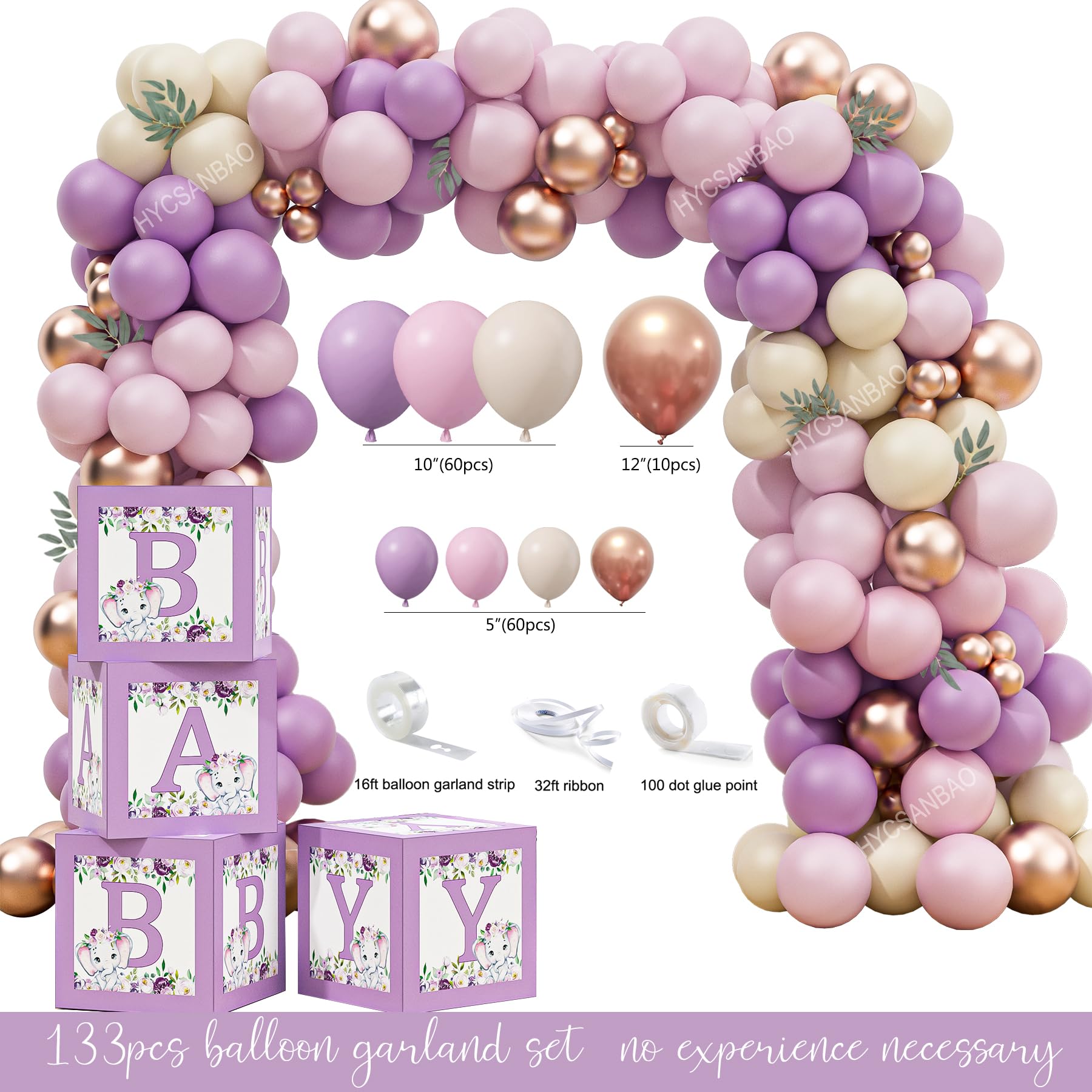 HYCSANBAO Elephant Baby Shower Decorations – It’s a Girl Theme
