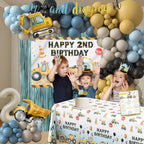 HYCSANBAO Construction Birthday Party Supplies for 2nd Birthday Boy – Backdrop, Garland & More