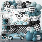 HYCSANBAO Two Fast Birthday Decorations – Race Car 2nd Birthday Kit