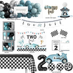 HYCSANBAO Two Fast Birthday Decorations – Race Car 2nd Birthday Kit
