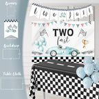 HYCSANBAO Two Fast Birthday Decorations – Race Car 2nd Birthday Kit