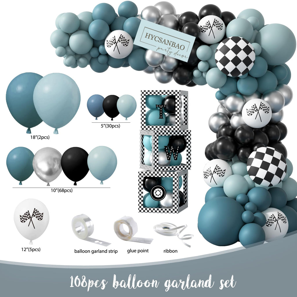 HYCSANBAO Two Fast Birthday Decorations – Race Car 2nd Birthday Kit