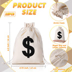 HyDren 24 Pcs Fake Gold Bar Prop Set with Canvas Money Bags | Movie & Party Decor