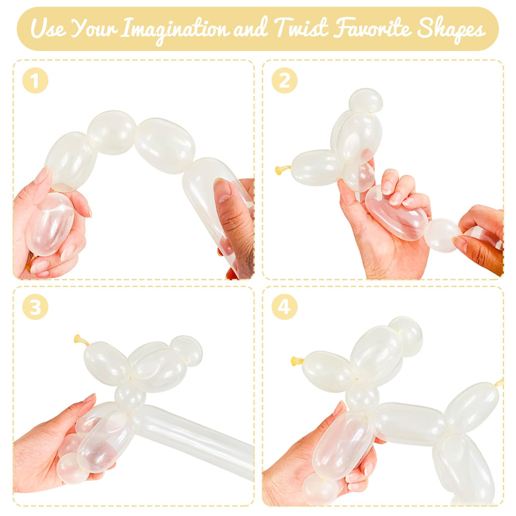 HYKJNBW 100Pcs Clear 260Q Balloons for Balloon Arches - Long Skinny Latex