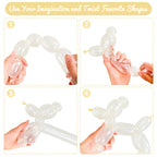 HYKJNBW 100Pcs Clear 260Q Balloons for Balloon Arches - Long Skinny Latex