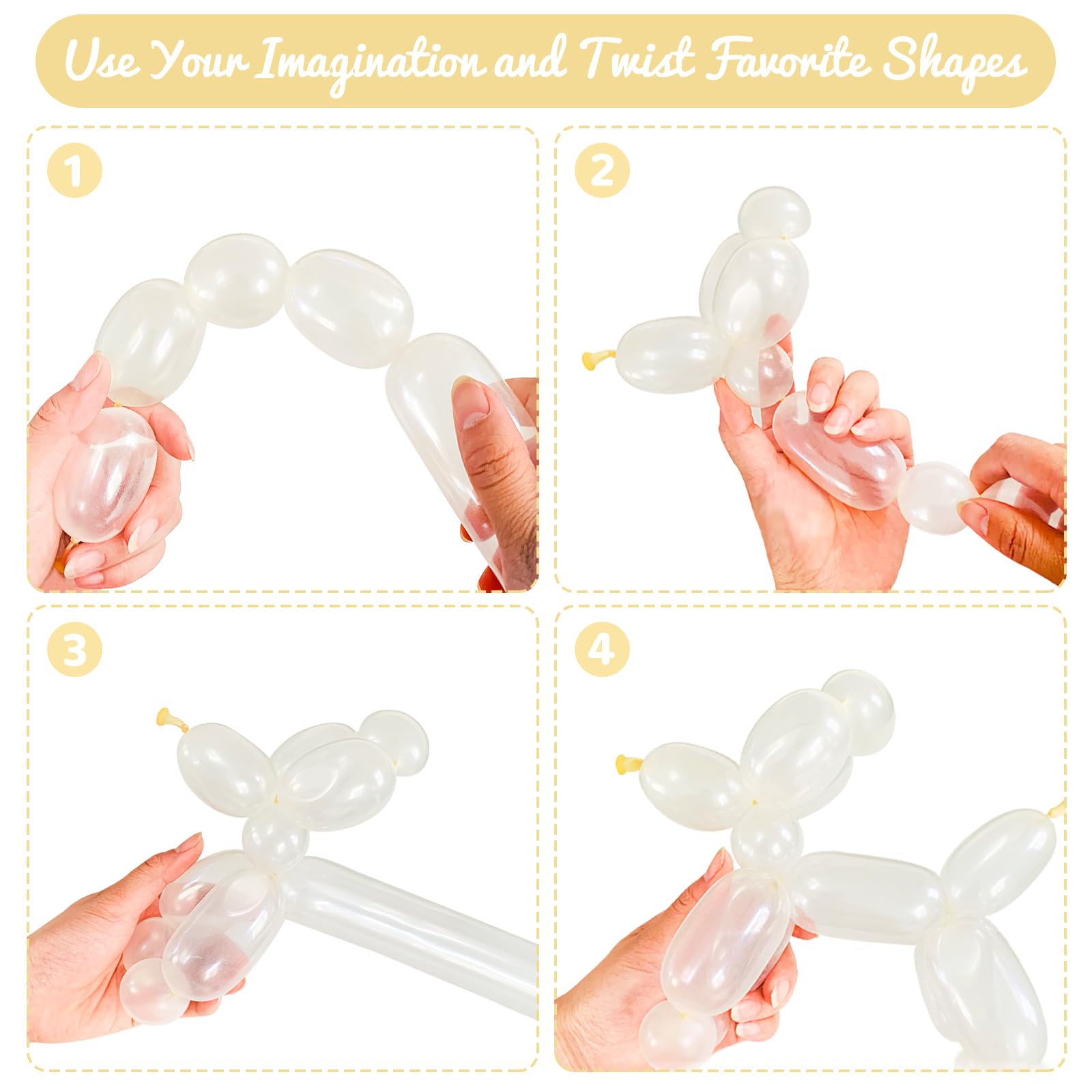 HYKJNBW 100Pcs Clear 260Q Balloons for Balloon Arches - Long Skinny Latex