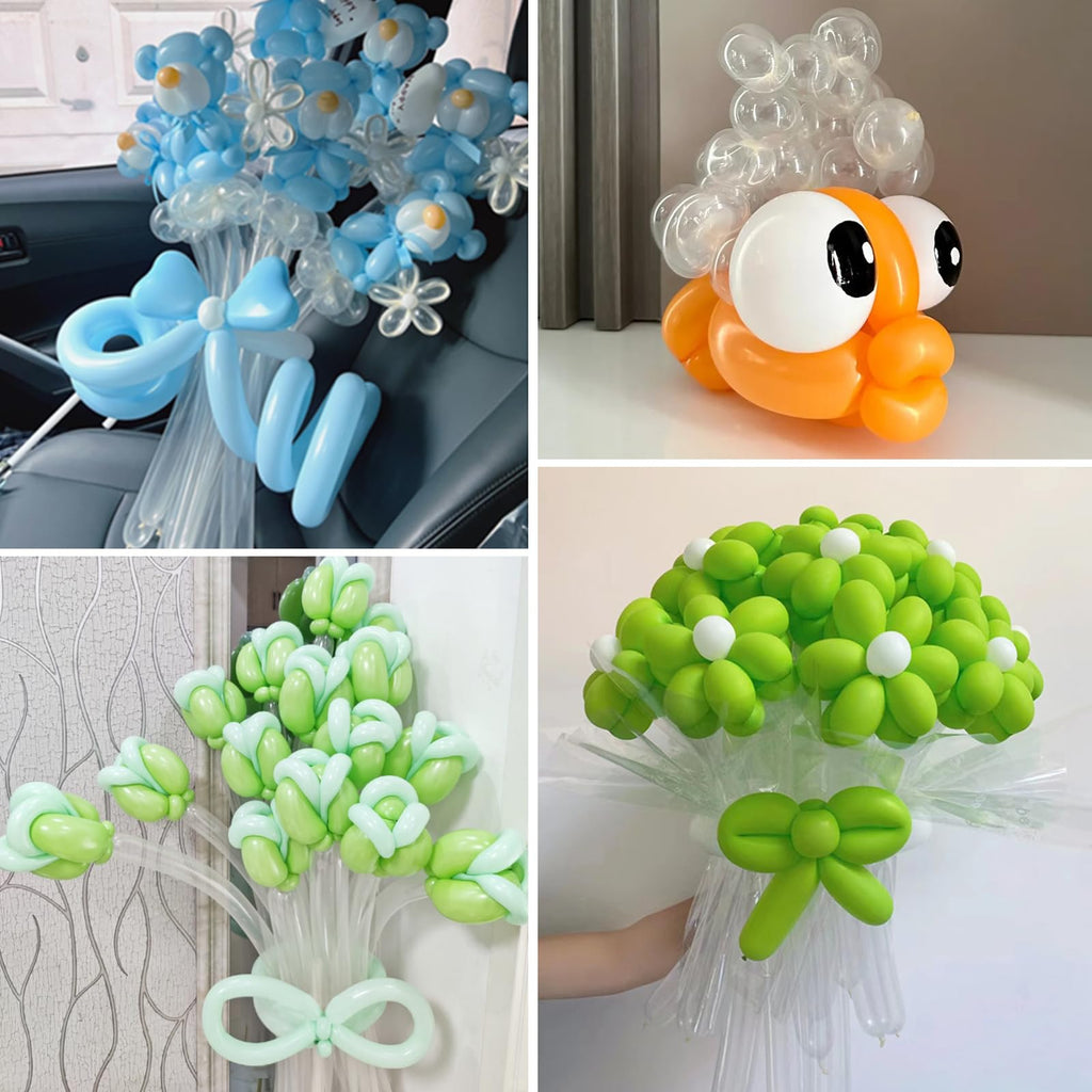 HYKJNBW 100Pcs Clear 260Q Balloons for Balloon Arches - Long Skinny Latex