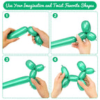 HYKJNBW 100Pcs Metallic Green Chrome 260 Balloons – Long Skinny Twist Balloons for Party Decor