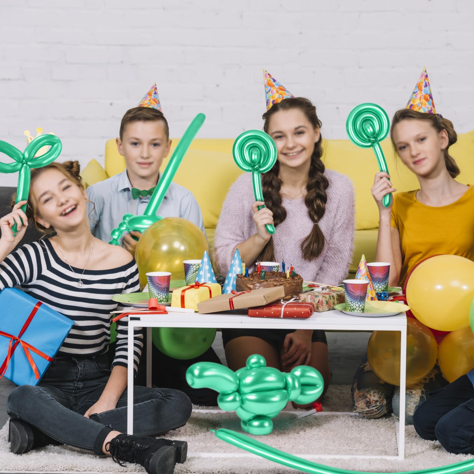 HYKJNBW 100Pcs Metallic Green Chrome 260 Balloons – Long Skinny Twist Balloons for Party Decor